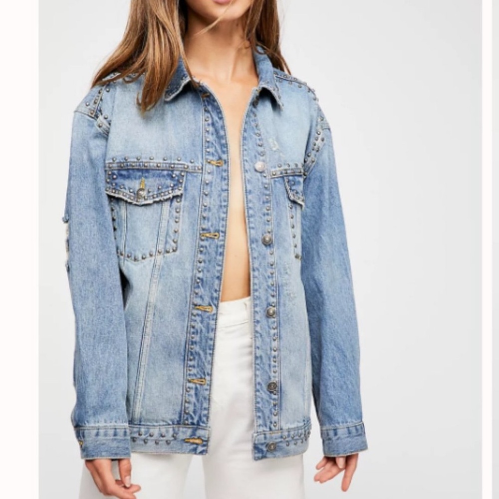 Free People Studded Denim Jacket